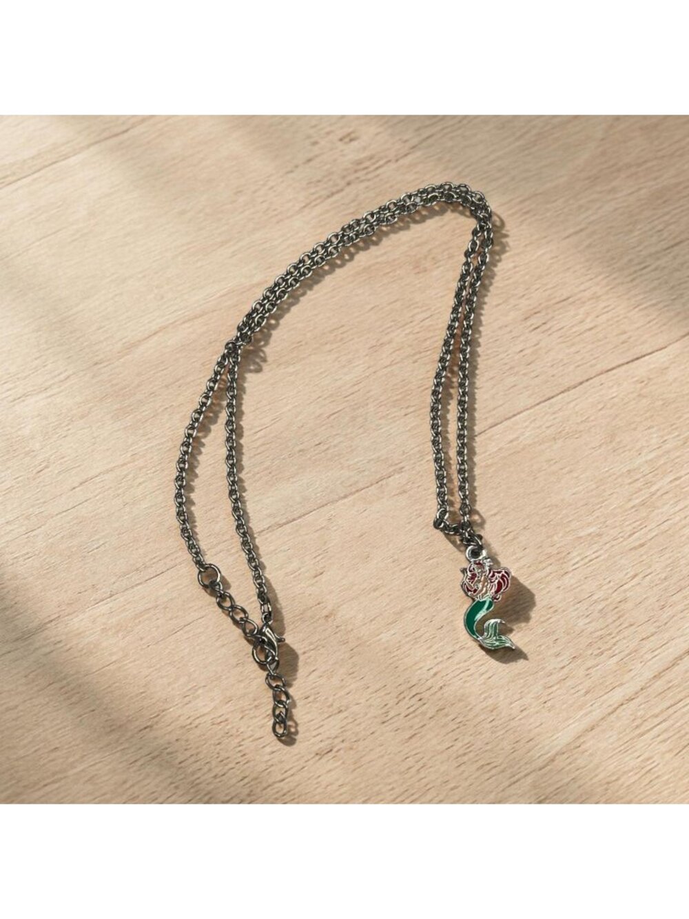 Disney Ariel Little Mermaid Necklace With Adjustable Chain With Enamel Charm